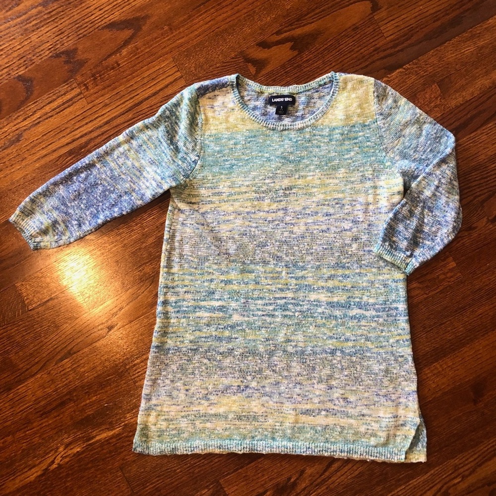 Lands’ End Blue/Yellow/Teal Knit Sweater - Size Small